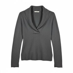 J.Crew Women's Charcoal Gray Wool/Cashmere Blend Shawl Neck Sweater - Medium